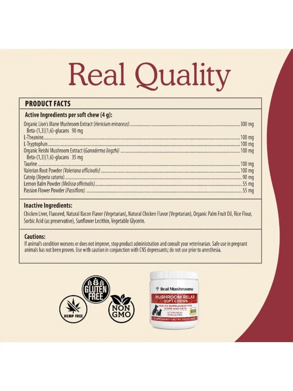 Calming Soft Chews for Dogs & Cats - Reishi & Lion's Mane Treats for Stress